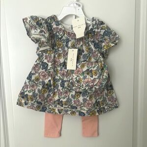 Floral Baby Dress w/ Pink Leggings & matching purse